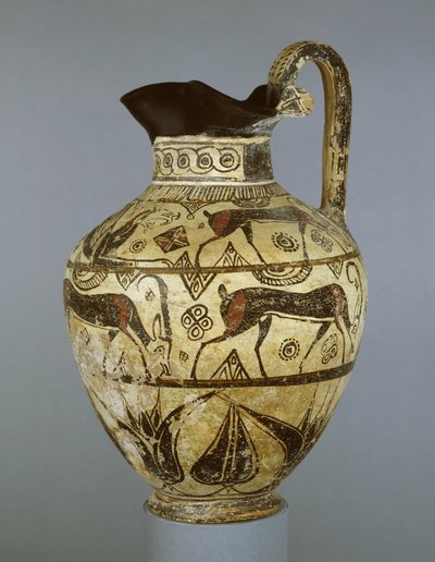 Rhodian Middle Wild Goat Style oinochoe, from Rhodes, c.600 BC by Greek